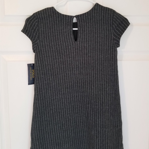 Ralph Lauren Girls Dress NWT 6X Gray Cream Striped - Picture 5 of 6